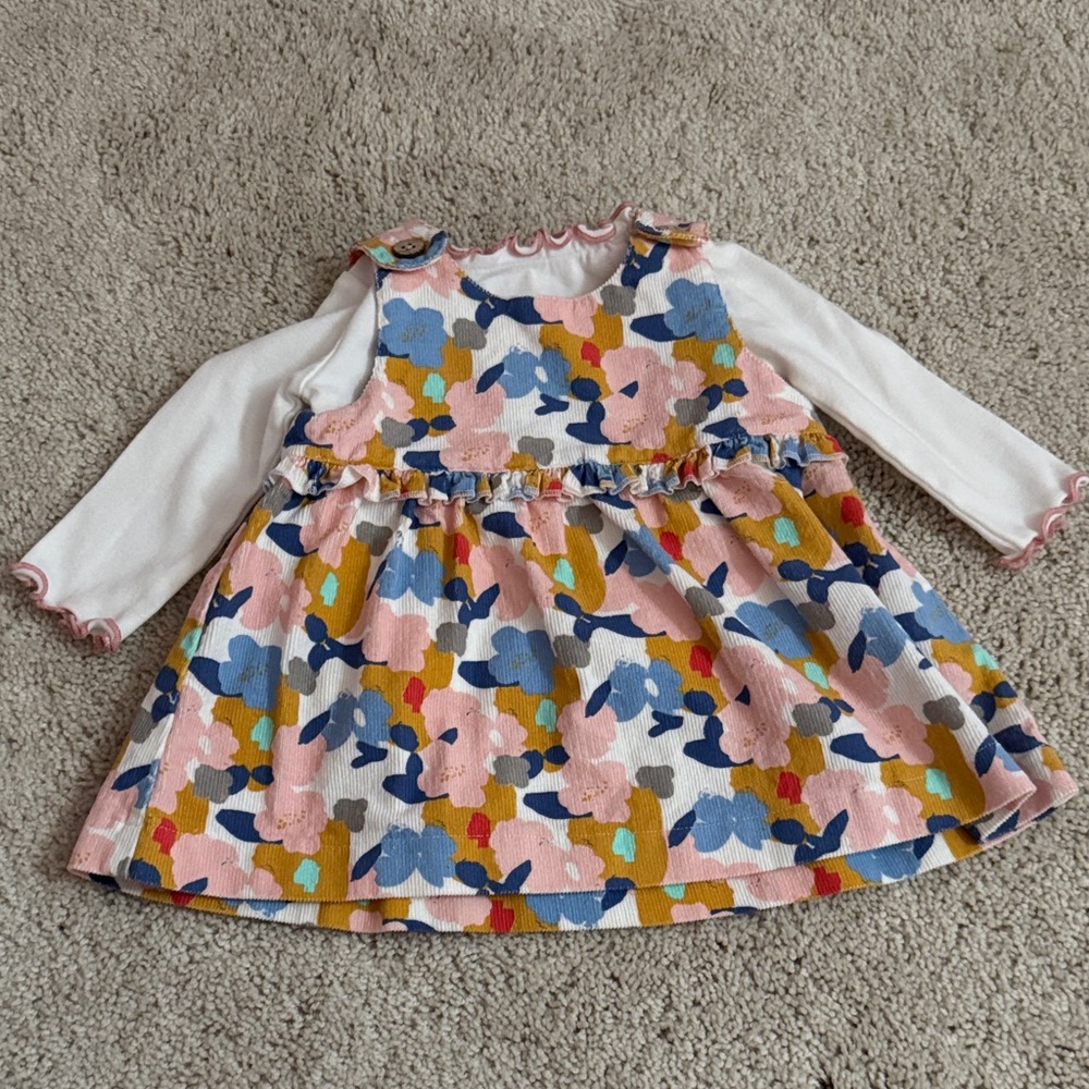 Mud Pie Pink and Blue Floral Baby Dress (3-6M) NWOT